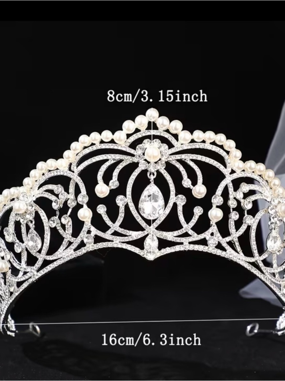Silver Pearl and Crystal Bridal Tiara - Elegant Wedding Headpiece